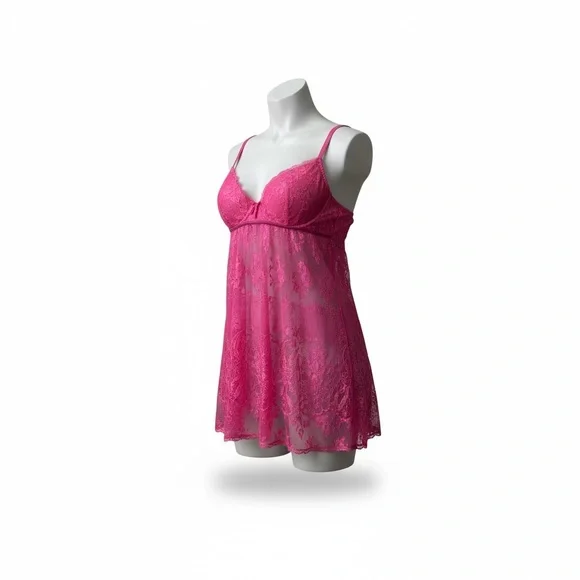 Womens Victoria’s Secret Very Sexy Pink Lace Babydoll Chemise Size Small - Picture 1 of 7